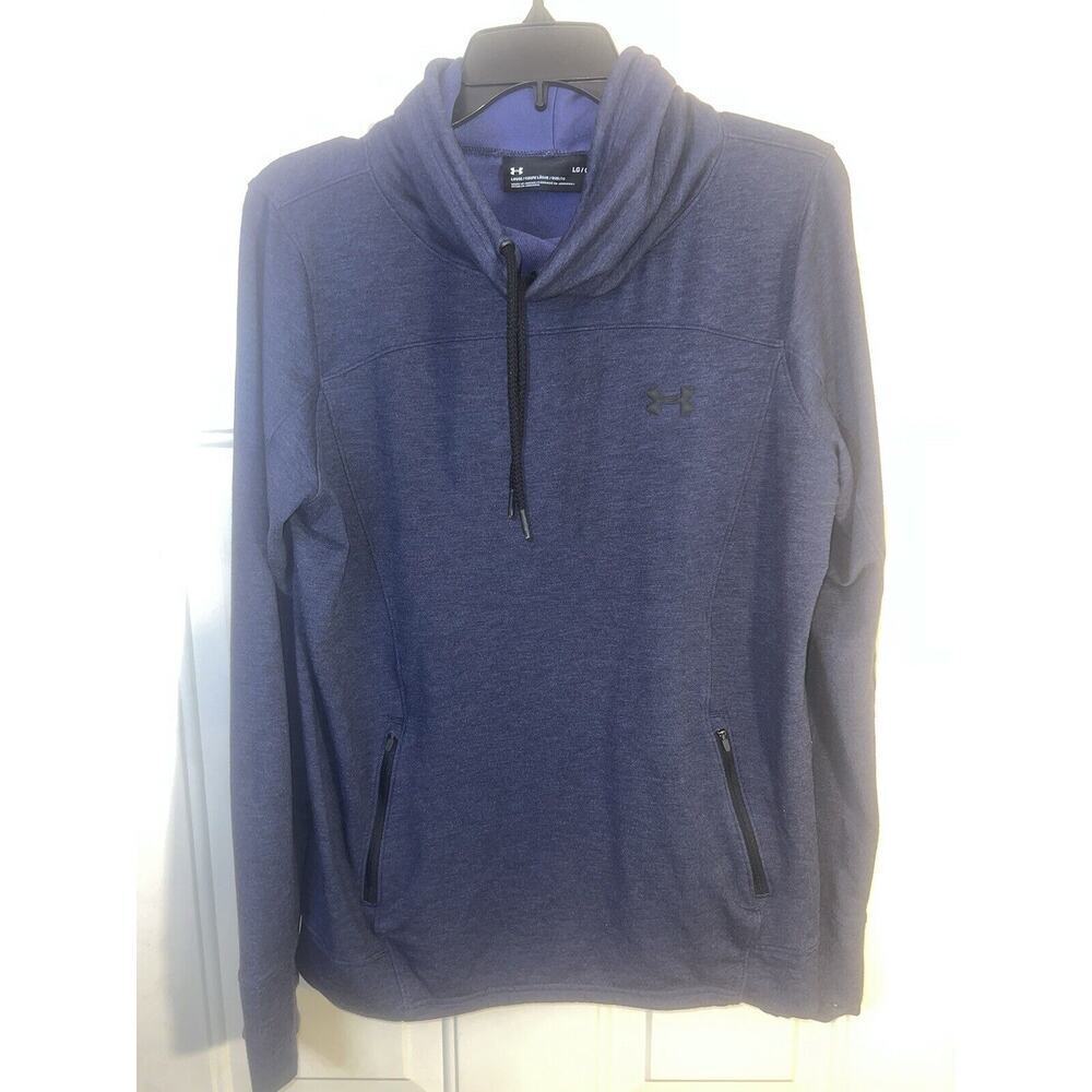 Under Armour Loose Fit Cowl Neck Sweatshirt Pullover Women’s Large Navy Blue Zip